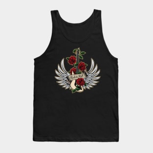 Guitar Wings Roses Rock and Roll Vintage Retro Music Design Tank Top